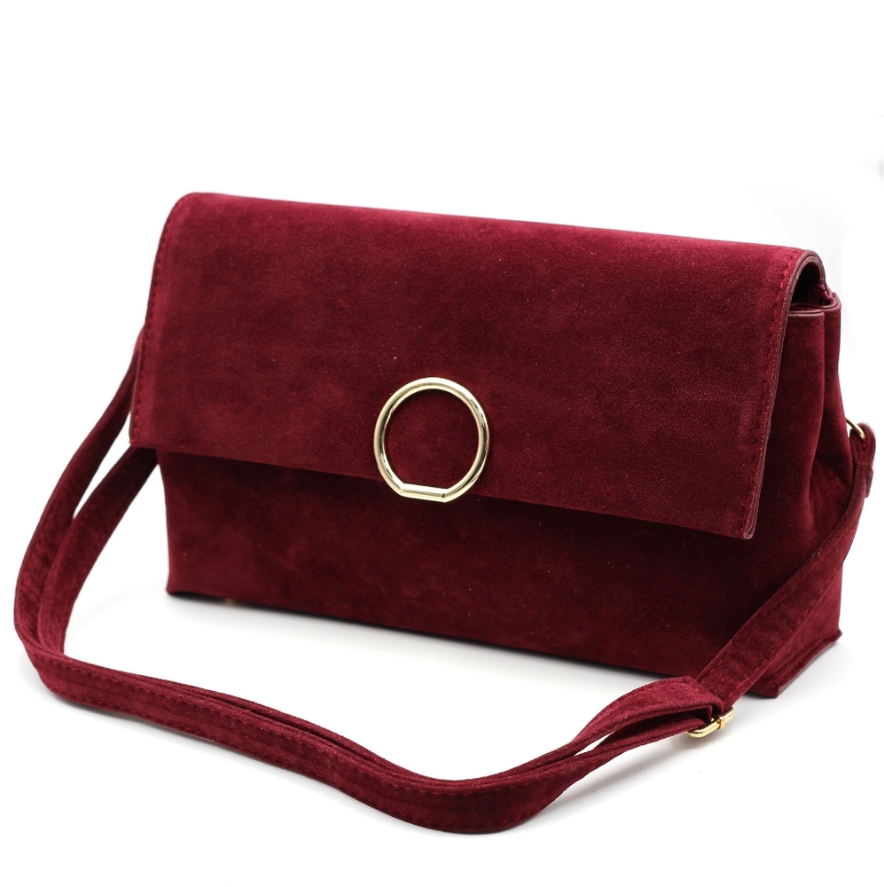 COPY - scrub leather envelope red purse